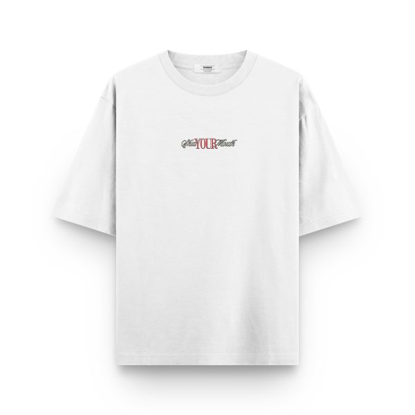 Oversize Tişört Shut Your Mouth Sırt Baskılı Yarı Oversize Tshirt T1194 - Görsel 3