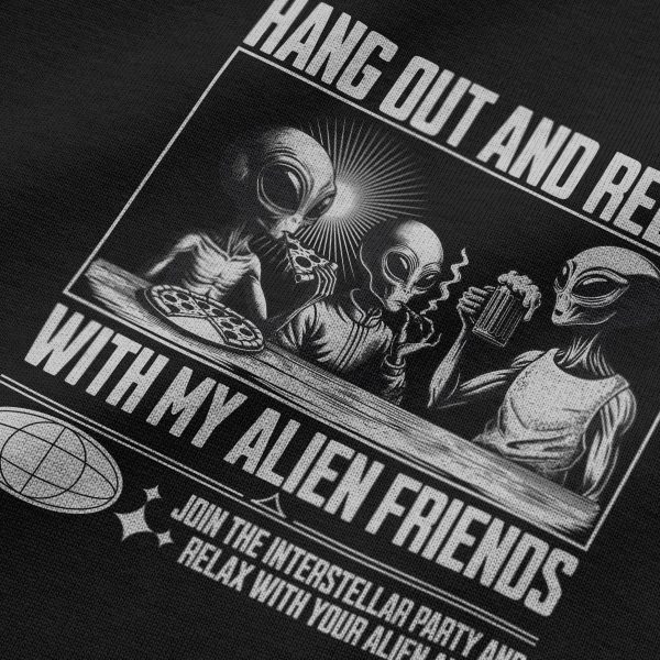 Alien Baskılı Tişört Alien Friends Oversize T-shirt Yazılı Tişört 1229 - Görsel 5