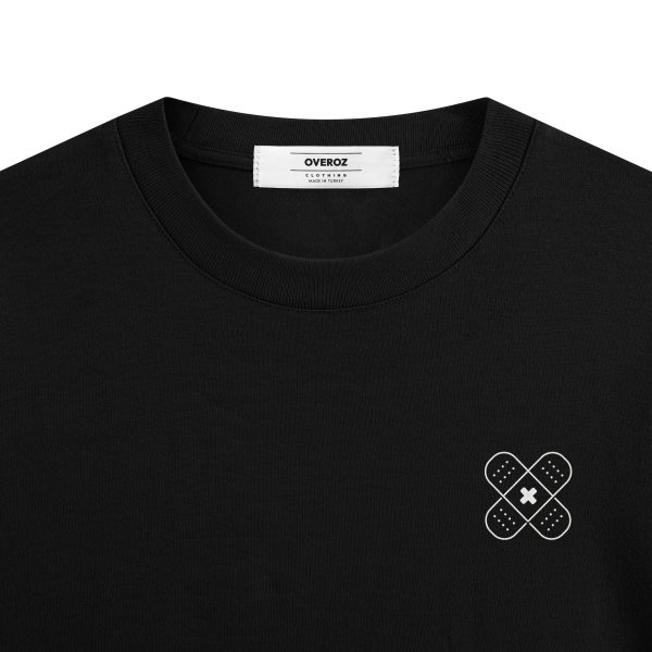 Broken Oversize Tişört Kalpli Sırt Baskılı Siyah Oversize Tişört 1224 - Görsel 4
