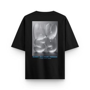Busy sırt baskılı beyaz oversize tişört - %100 pamuk, unisex