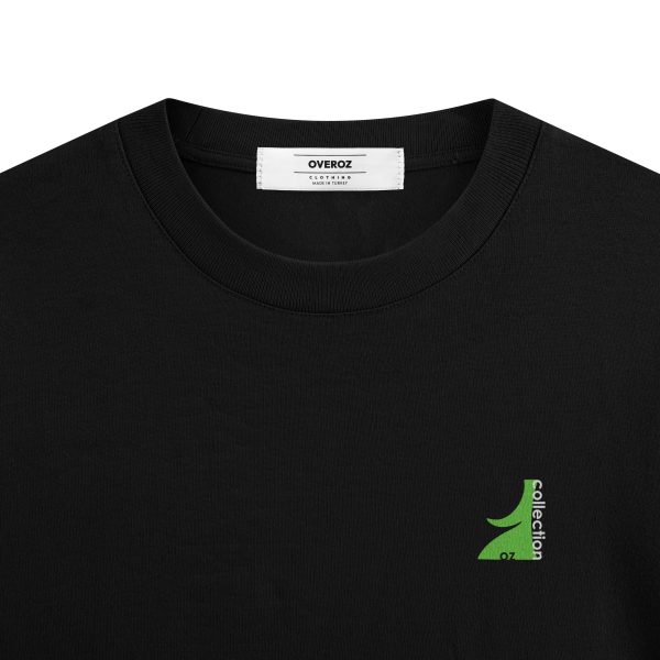 Baskılı Siyah Oversize Tişört Yeşil Grafik Baskılı T-shirt 1241 - Görsel 3