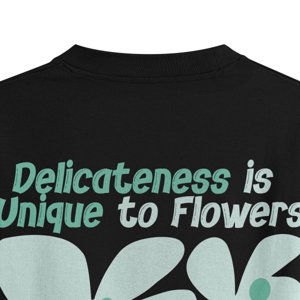 Oversize Çiçek Baskılı Tişört Delicateness Daisy Yazılı T-shirt 1226 - Görsel 4