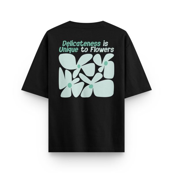 Oversize Çiçek Baskılı Tişört Delicateness Daisy Yazılı T-shirt 1226