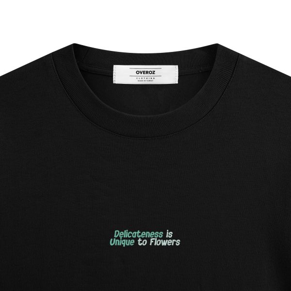Oversize Çiçek Baskılı Tişört Delicateness Daisy Yazılı T-shirt 1226 - Görsel 3
