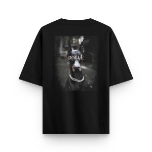 Doberman Baskılı Oversize Tişört 1235