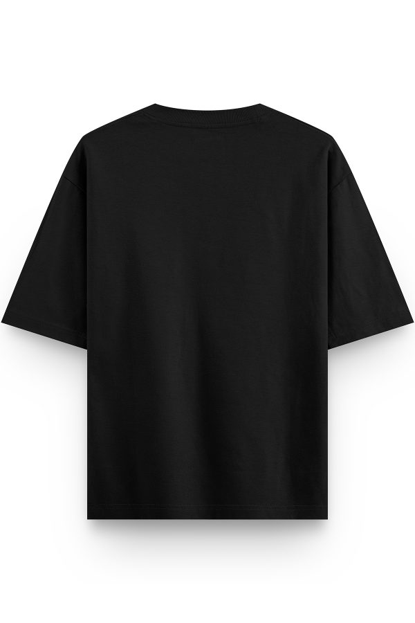 Graffiti Yazılı Oversize Tişört Siyah Overoz T-shirt 1240 - Görsel 2