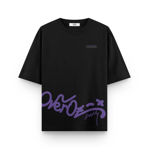 Graffiti Yazılı Oversize Tişört Siyah Overoz T-shirt 1240