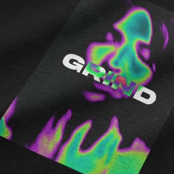 Grind Baskılı Oversize Tişört Siyah Oversize T-shirt 1249 - Görsel 5