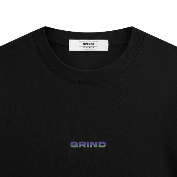 Grind Baskılı Oversize Tişört Siyah Oversize T-shirt 1249 - Görsel 3