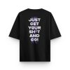 Just Get Oversize Siyah Tişört – Ranger Sanchez İlhamlı Yazılı T-Shirt 1234