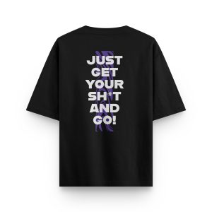 Just Get Oversize Siyah Tişört – Ranger Sanchez İlhamlı Yazılı T-Shirt 1234