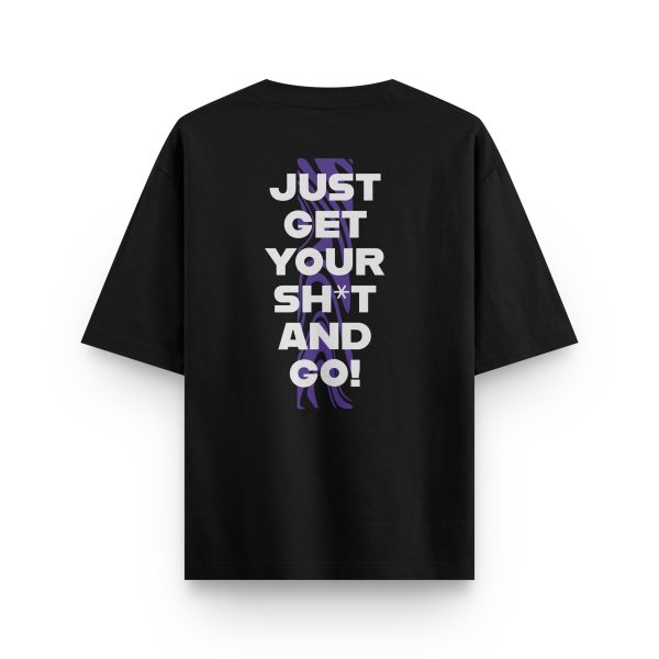 Just Get Oversize Siyah Tişört – Ranger Sanchez İlhamlı Yazılı T-Shirt 1234