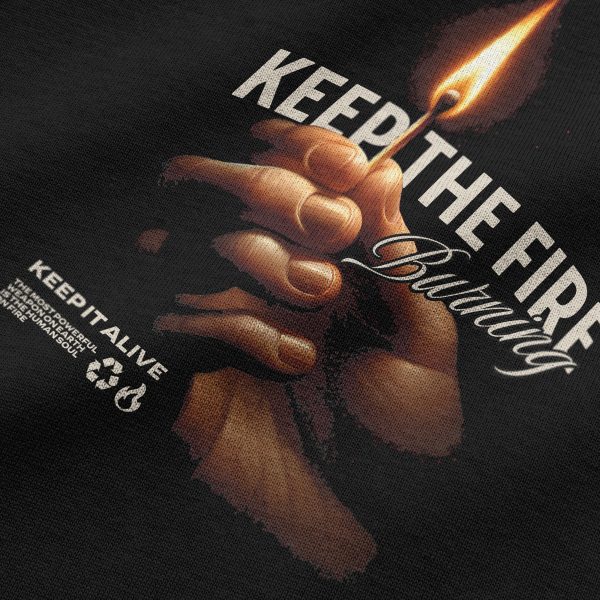 Siyah Oversize Baskılı Tişört Keep The Burning Yazılı Oversize Tshirt 1219 - Görsel 5