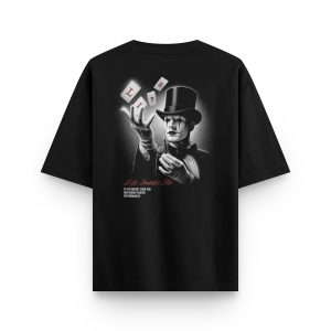Siyah Oversize Tshirt Life Magician Sırt Baskılı