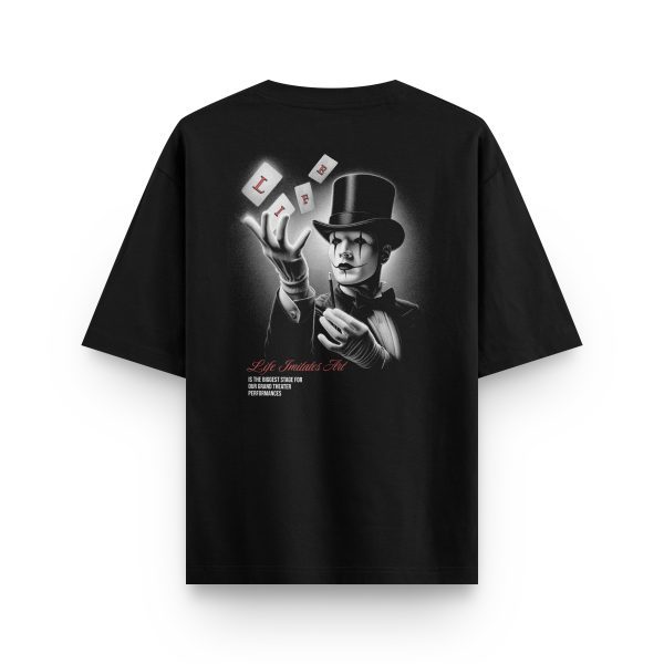 Siyah Oversize Tshirt Life Magician Sırt Baskılı
