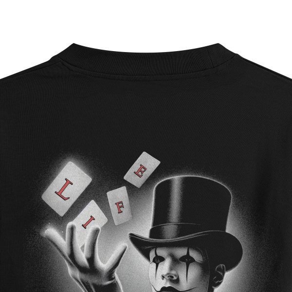 Siyah Oversize Tshirt Life Magician Sırt Baskılı T-shirt Oversize Yazılı Unisex Tişört 1218 - Görsel 3