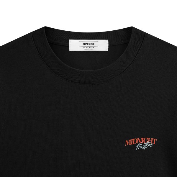 Skull Oversize Tişört Midnight Hustler Baskılı Siyah Oversize Tişört 1255 - Görsel 3
