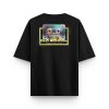 Old School Oversize Tişört kaset baskılı siyah oversize tişört – unisex model