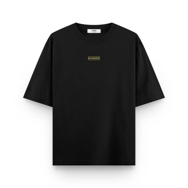 Old School Oversize Tişört kaset baskılı siyah oversize tişört – unisex model
