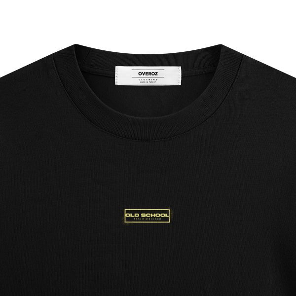 Old School Oversize Tişört kaset baskılı siyah oversize tişört – unisex model