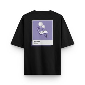 Pantone Baskılı Siyah Oversize Tişört 1252