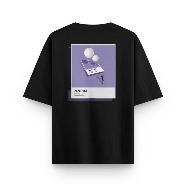 Pantone Baskılı Siyah Oversize Tişört 1252