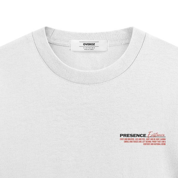 Beyaz Oversize Tişört Presence Existence Sırt Baskılı T-shirt Oversize Yazılı Unisex Tişört 1217 - Görsel 4
