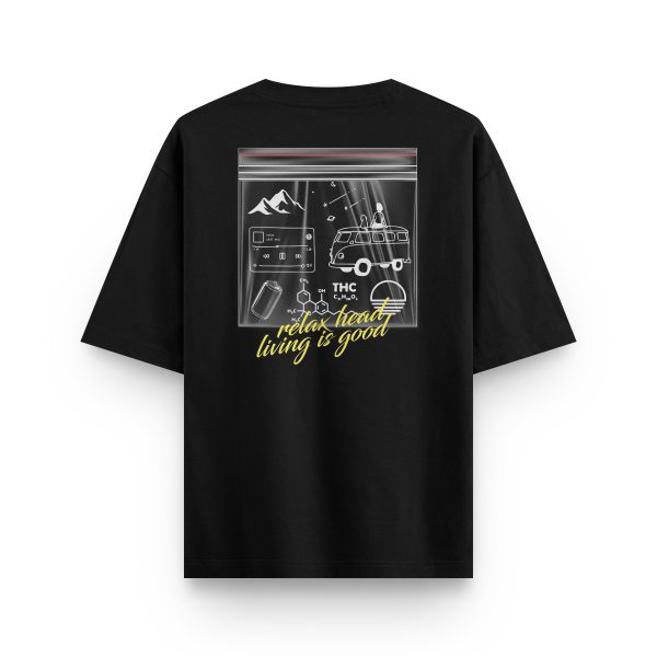 Relax Yazılı Oversize Tişört Thc Sırt Baskılı T-shirt