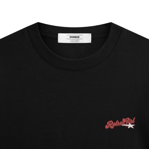 Retro Oversize Tişört Baskılı Siyah Oversize Tişört 1256 - Görsel 3