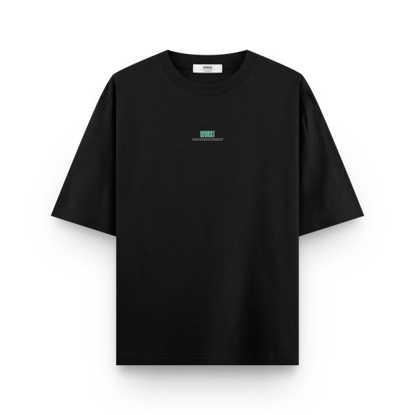 World Baskılı Siyah Oversize Tişört Dünya Plastik Mesajlı Unisex T-shirt 1242 - Görsel 2