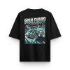Erkek / Kadın Siyah Retro Araba Baskılı Oversize Tişört Sırt Baskılı T-shirt Baskılı Tshirt 1262
