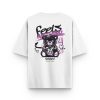 Erkek / Kadın Beyaz Ayıcık Baskılı Oversize Tişört Sırt Baskılı T-shirt Baskılı Tshirt 1266