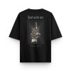 God With Me Baskılı Oversize Tişört