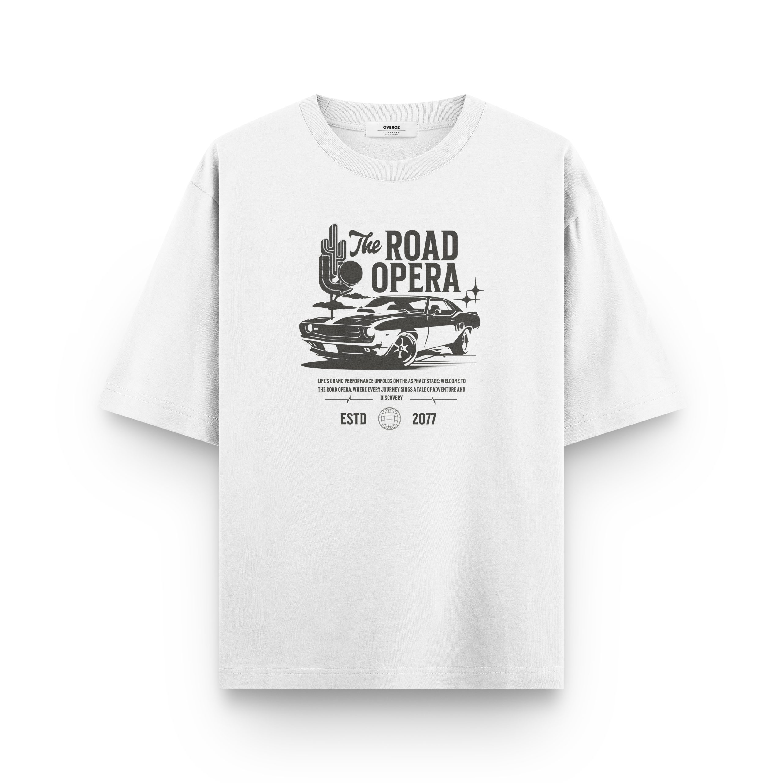 araba baskılı oversize tişört