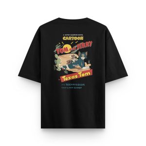 Klasik Kovboy Temalı Baskılı Oversize Tişört