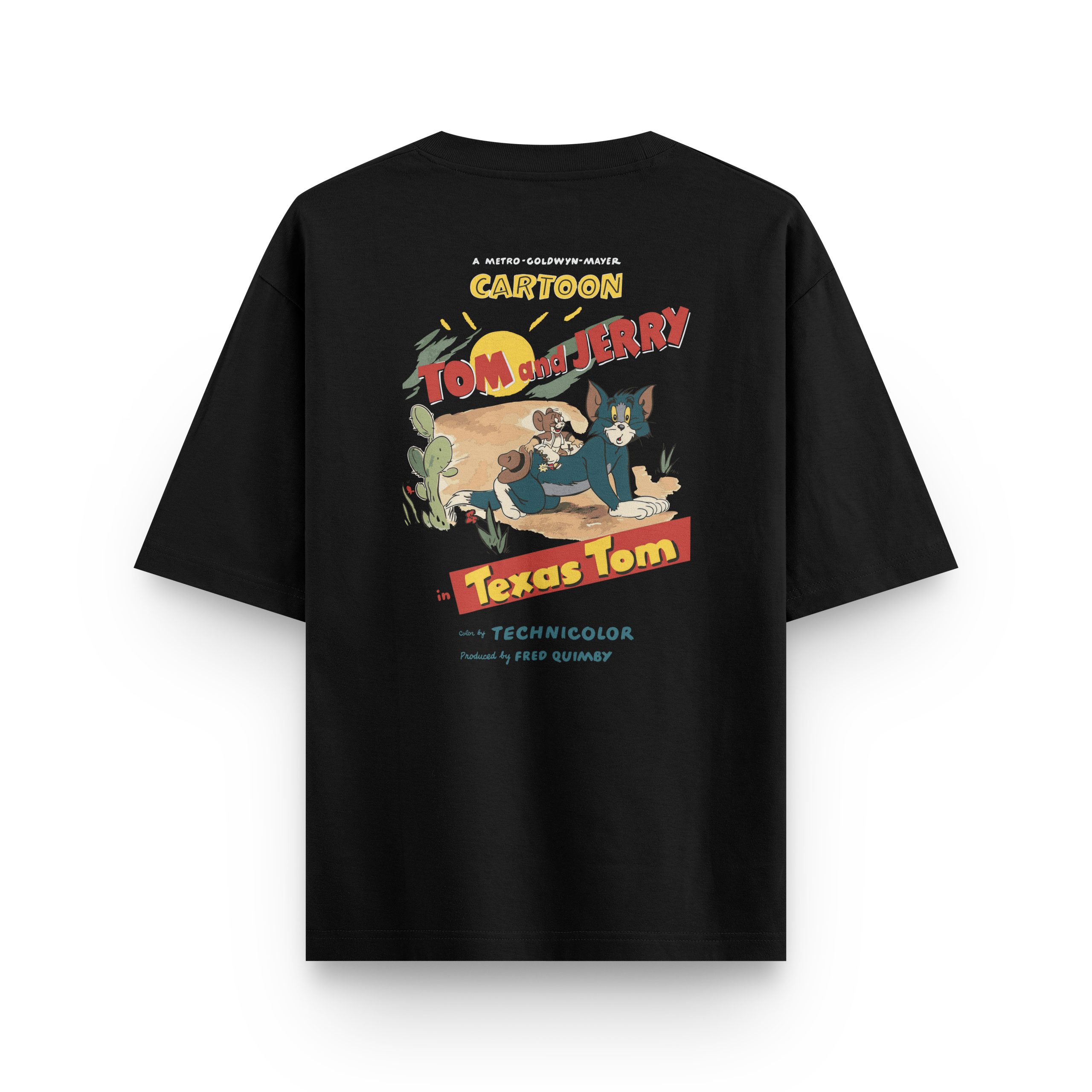 Klasik Kovboy Temalı Baskılı Oversize Tişört