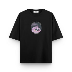 Manzara Baskılı Oversize Tişört